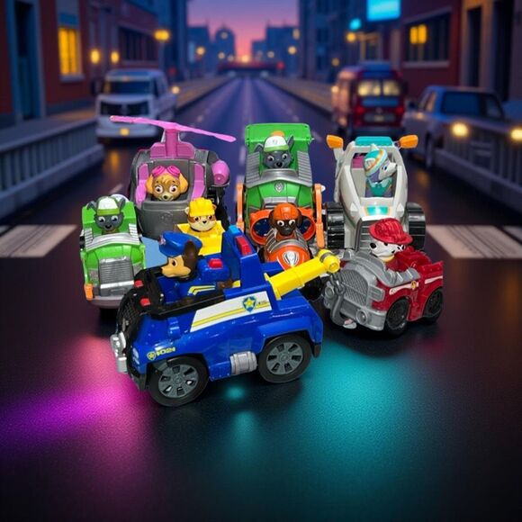 Paw Patrol Chase Tow Truck Everest Snowmobile Zuma Hoover Boat 8 Figures #3 - Picture 1 of 9